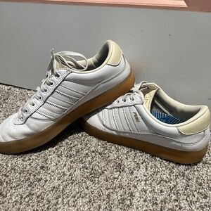 adidas Vintage White Leather Sneakers with Gum Sole